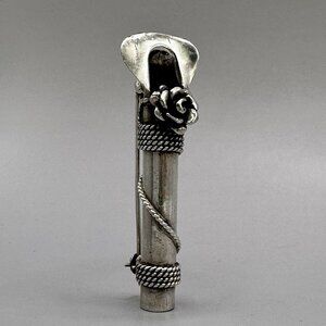 Tussie Mussie Brooch Flower Boutonniere Holder Lapel Pin Rose Sterling Silver